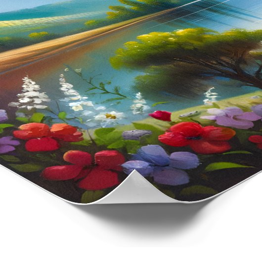 Duif die onder een regenboog vliegt poster (Hoek)