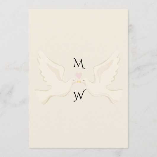 Duif Elegante Luxe Gouden Huwelijk Menu (Achterkant)