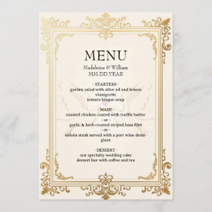 Duif Elegante Luxe Gouden Huwelijk Menu