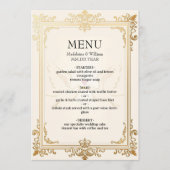 Duif Elegante Luxe Gouden Huwelijk Menu (Voorkant)