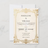 Duif Elegante Luxe Gouden Huwelijk RSVP Kaartje (Voorkant)