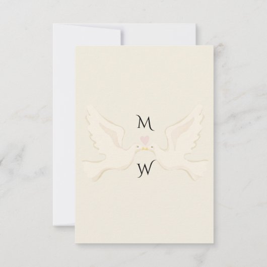 Duif Elegante Luxe Gouden Huwelijk RSVP Kaartje (Achterkant)