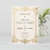 Duif Elegante Luxe Gouden Huwelijk Save The Date (Staand voorkant)