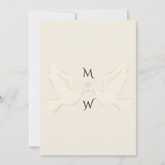 Duif Elegante Luxe Gouden Huwelijk Save The Date (Achterkant)