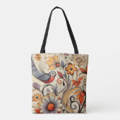 Duif en Bloemen Design Zomer Tote Bag (Achterkant)