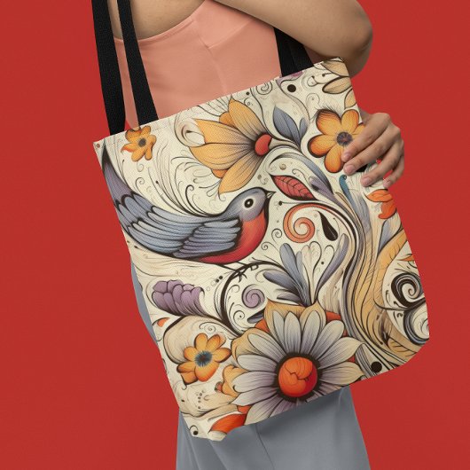 Duif en Bloemen Design Zomer Tote Bag