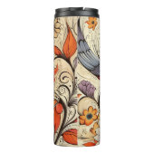 Duif en Bloemen Ontwerp aangepaste naam Zomer Thermosbeker (Achterkant)