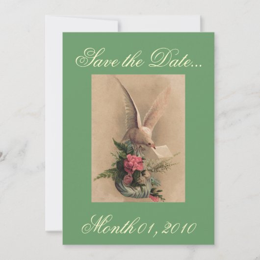 duif en bloemen save the date (Voorkant)