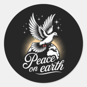 Duif en globe vredige kerst Vrede op aarde Ronde Sticker