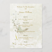Duif en gouden bladeren menu kaart (Voorkant)