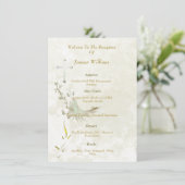 Duif en gouden bladeren menu kaart (Staand voorkant)