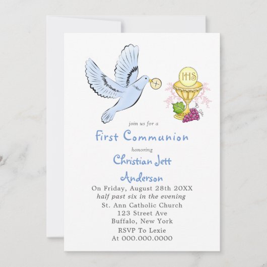 Duif en hostie Eerste Communie  Kaart (Voorkant)
