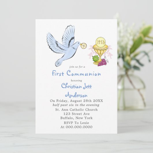 Duif en hostie Eerste Communie  Kaart (Staand voorkant)