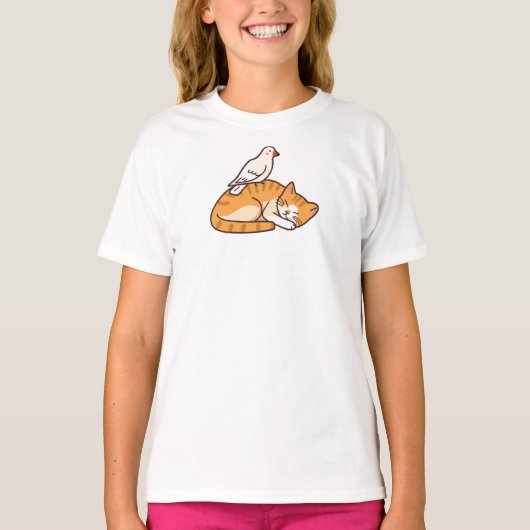 Duif en Kat T-shirt (Voorkant)
