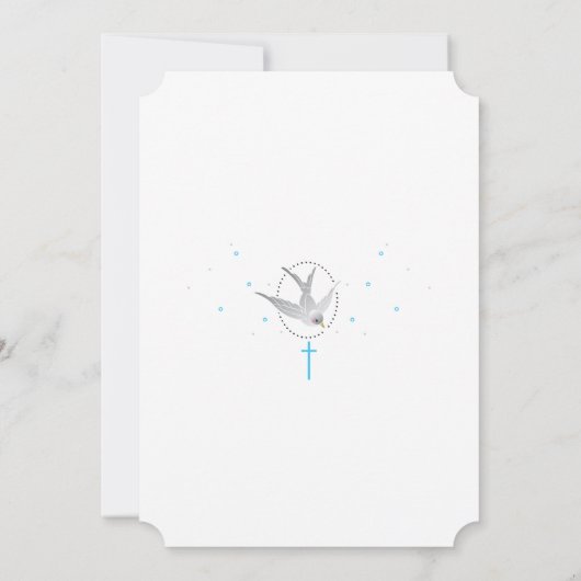 Duif en Kruis Doop Uitnodiging {Boy} (Achterkant)