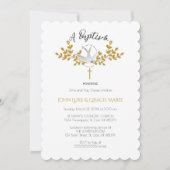 Duif en Kruis Doop Uitnodiging {Tweeling} (Voorkant)