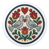 Duif en Tulp Pennsylvania Dutch Hex Sign Knop (Voorkant)