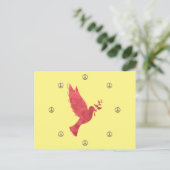 Duif en vredestekens briefkaart (Staand voorkant)