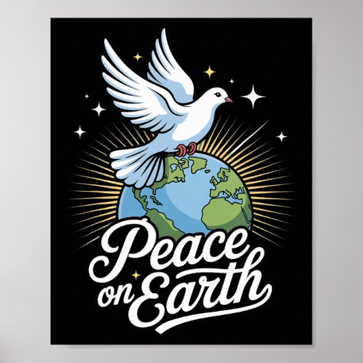 Duif en Wereld Vrede Op Aarde Geloof Kerstmis Poster (Voorkant)