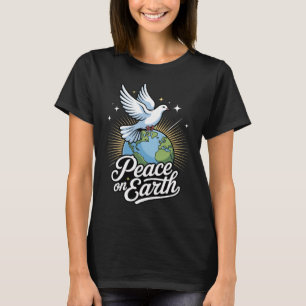 Duif en Wereld Vrede Op Aarde Geloven Kerstmis T-shirt
