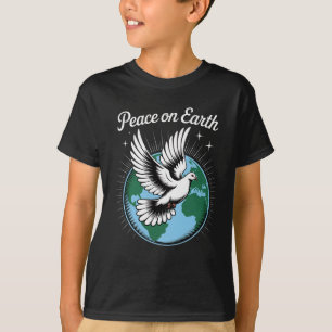 Duif en Wereld Vrede Op Aarde Gelovige Kerstmis Sp T-shirt