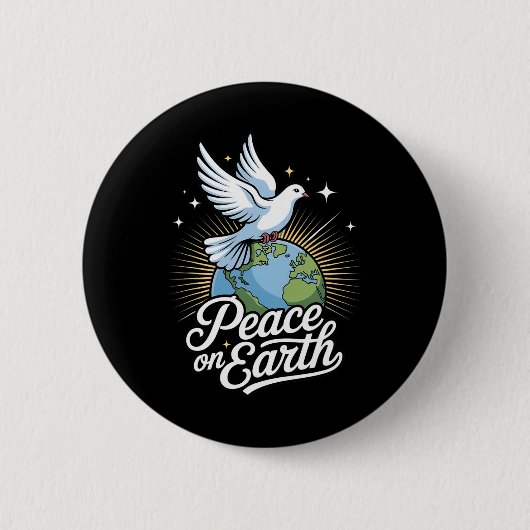 Duif en Wereld Vrede Op Aarde Kerstmis Ronde Button 5,7 Cm (Voorkant)
