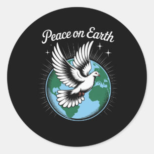 Duif en Wereld Vrede Op Aarde Kerstmis Spiritueel Ronde Sticker