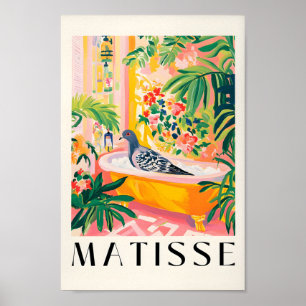 Duif in bad Poster, Grappige badkamer Wall Art, Poster