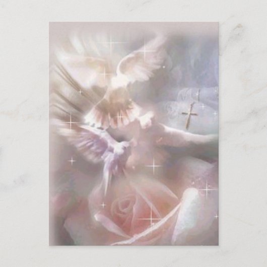 duif/kruis/roos briefkaart (Voorkant)