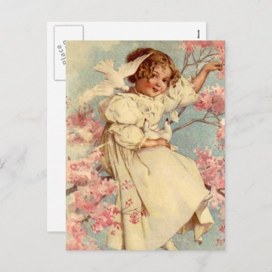 Duif Meisje Pasen Feestdagenkaart (Voorkant / Achterkant)