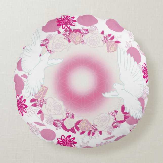 duif met bloem rond kussen (Voorkant)