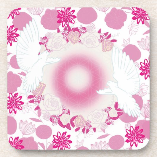 duif met bloemen bier onderzetter (Voorkant)