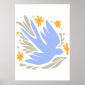 Duif met bloemen in folk stijl | Moderne vormen Poster (Voorkant)