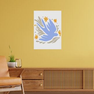 Duif met bloemen in folk stijl | Moderne vormen Poster