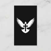 Duif met Cross Black Vertical Church Kaart Visitekaartje (Achterkant)