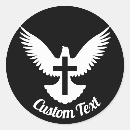 Duif met Cross Classic Ronde Sticker (Voorkant)