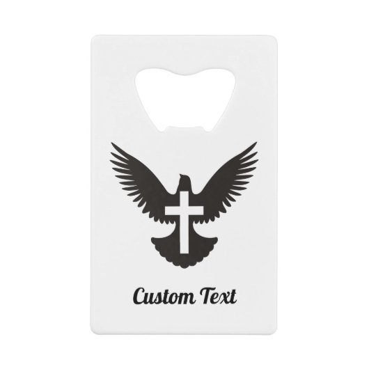 Duif met Cross Credit Kaart Bottle Opener Creditkaart Flessenopener (Voorkant)