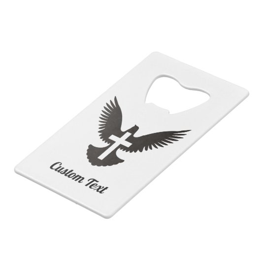 Duif met Cross Credit Kaart Bottle Opener Creditkaart Flessenopener (Voorkant Gekanteld)