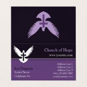 Duif met Cross Dark Paarse Gevouwen Busine Visitekaartje (Buitenkant ongevouwen)