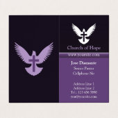 Duif met Cross Dark Paarse Verticale Gevouwen Visitekaartje (Buitenkant ongevouwen)