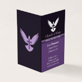Duif met Cross Dark Paarse Verticale Gevouwen Visitekaartje (Buitenkant)