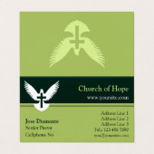 Duif met Cross Forest Green Gevouwen Busin Visitekaartje (Buitenkant ongevouwen)