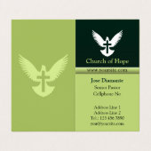 Duif met Cross Forest groen verticaal gevouwen Visitekaartje (Buitenkant ongevouwen)