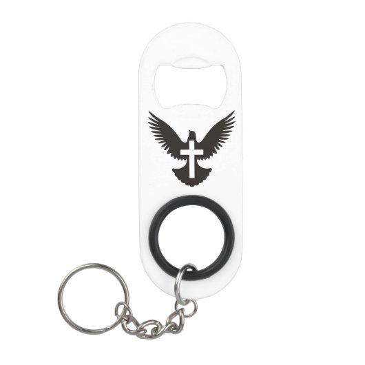 Duif met Cross Sleutelhanger Bottle Opener Mini Flessenopener (Voorkant)