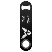Duif met Cross Speed Bottle Opener Speed Flessenopener (Achterkant)