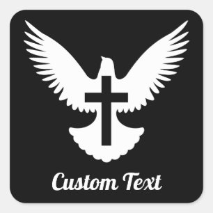 Duif met Cross Square Sticker