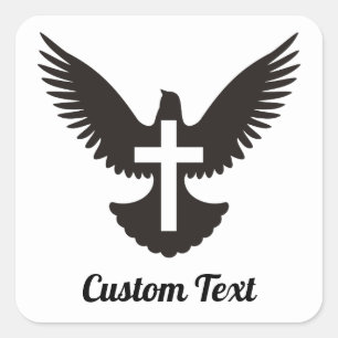 Duif met Cross Square Sticker