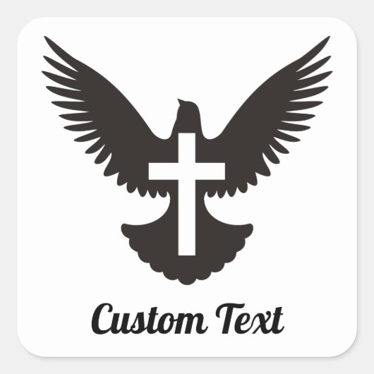 Duif met Cross Square Sticker (Voorkant)