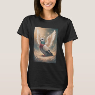 Duif met engelenvleugels en halo tussen wolken zij t-shirt