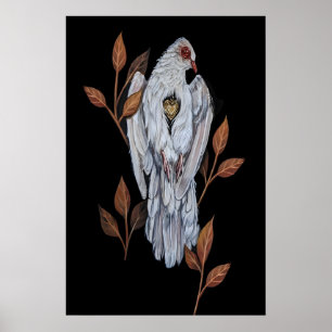Duif met Hart van Goud 5x7 inch tot 8x10 inch Poster